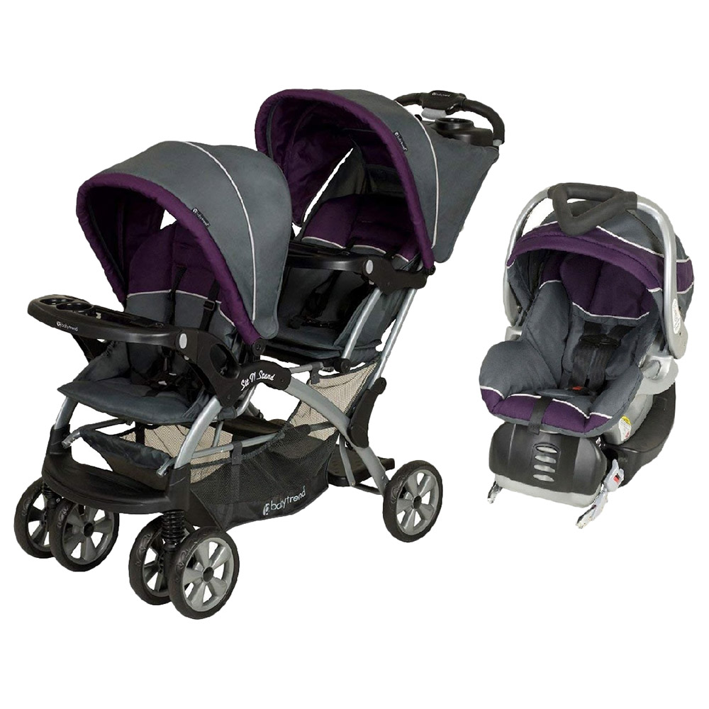 Babytrend Sit N Stand Double Stroller Flex Loc Car Seat Purple