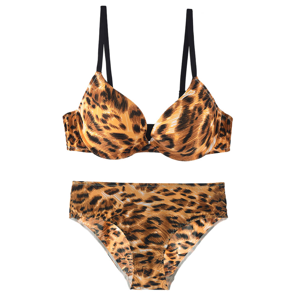 Lacy Dreams Leopard Print Lingerie Set Brown