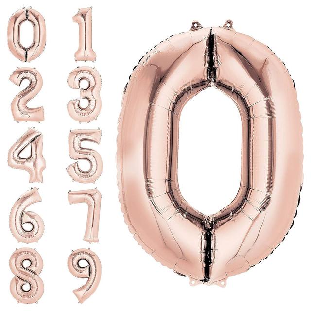 Party Camel - Number 0 Balloon - Rose Gold - 34-inch