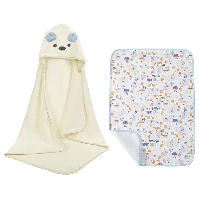 Star Babies - Microfiber Hooded Towel w/ Changing Mat - Light Blue