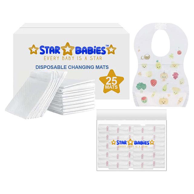 Star Babies - Disposable Changing Mat 25pcs & Scented Bag 25pcs - White