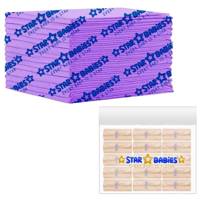 Star Babies - Disposable Changing Mat 15pcs & Scented Bag 15pcs - Purple