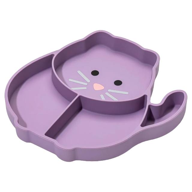 Melii - Divided Silicone Suction Plate - Purple Cat 