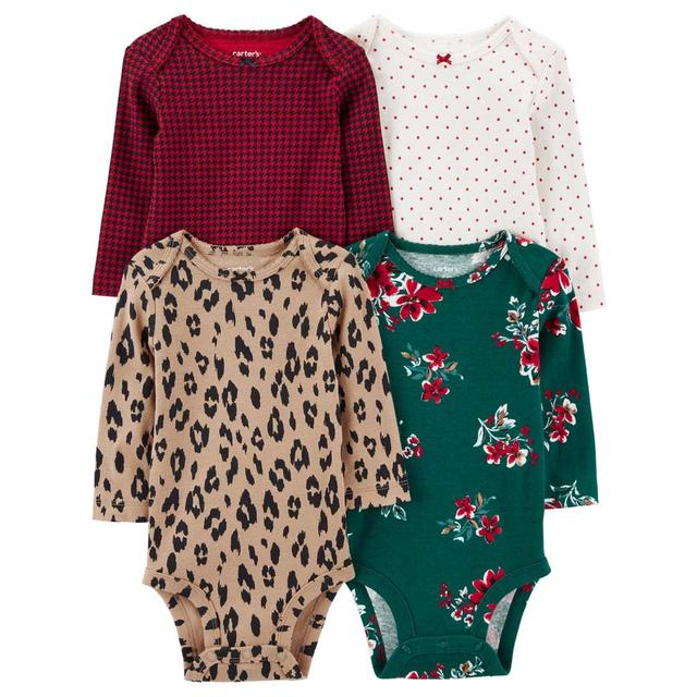 Carters - 4pc-Set - Long Sleeves Printed Bodysuits