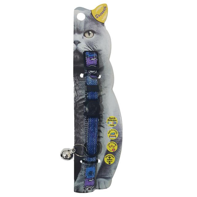 Nutrapet - Swooosh Wheels On Jeans Cat Collar - Blue