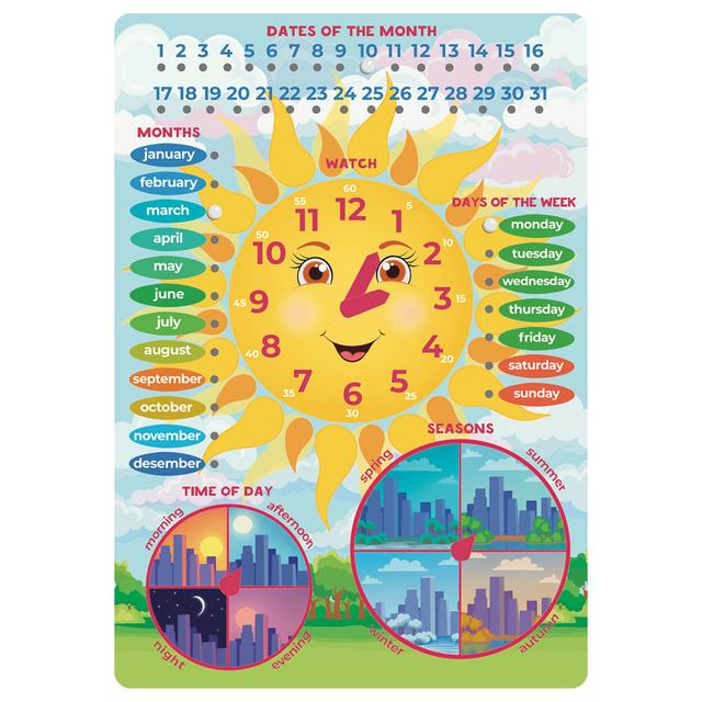 Fofa - Educational Busy Board - Calendar With Clock - Sun - 4pcs