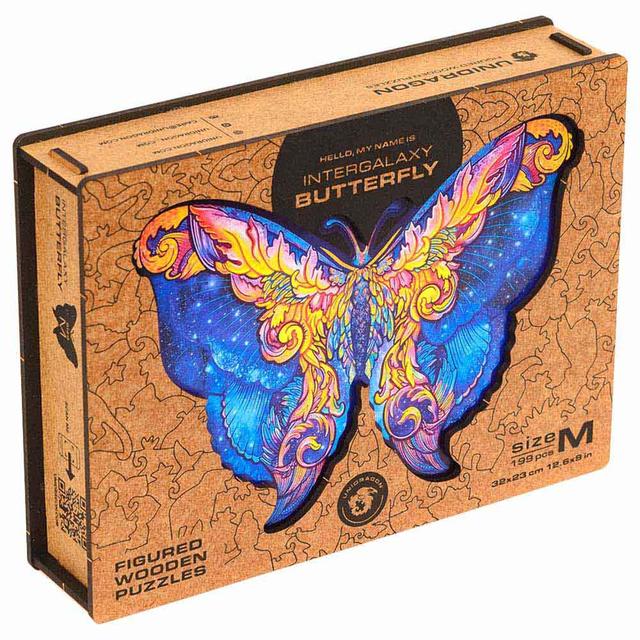 Unidragon - Figured Wooden Puzzle Kit - Intergalaxy Butterfly - Medium - 199pcs