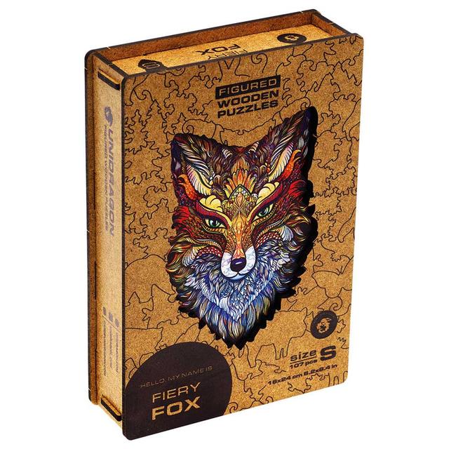 Unidragon - Figured Wooden Puzzle Kit - Fiery Fox - Small - 107pcs