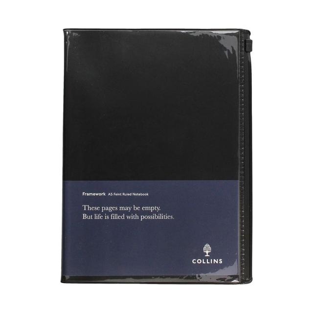 Collins - Framework A5 Feint Ruled Notebook - Black