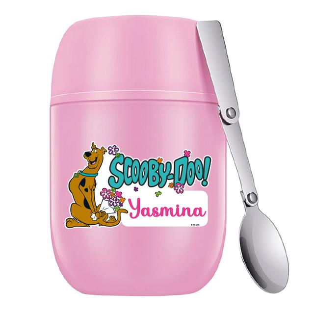 Essmak - Personalized Scoobydoo 2 Food Thermos With Spoon - Pink - 475 ml