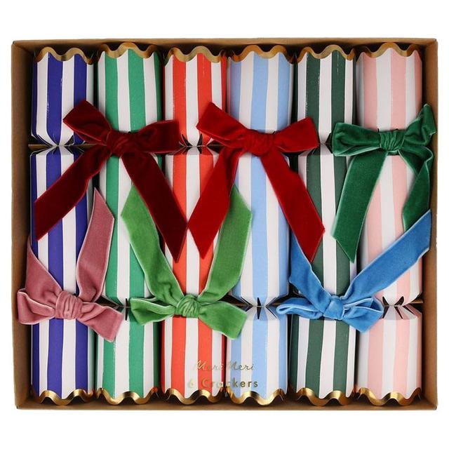 Meri Meri - Stripe Velvet Bow Crackers - 6pcs