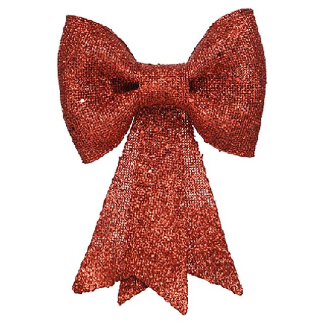 Kaemingk - Bow Plastic Glitter - Red