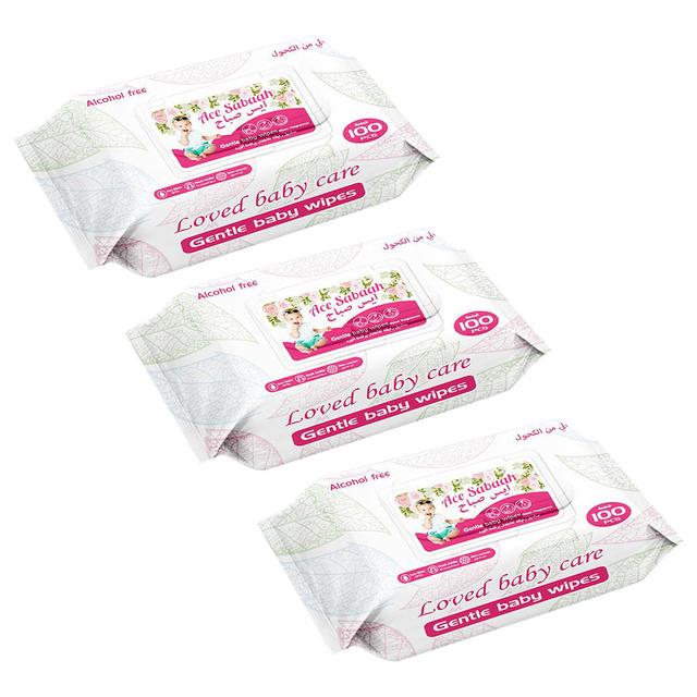 Ace Sabaah - Baby Wipes - Rose - Pack of 3 – 100pcs