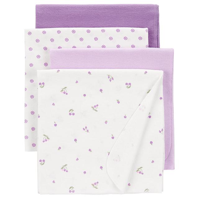 Carters - 4pc-Set - Receiving Blankets - Purple/White