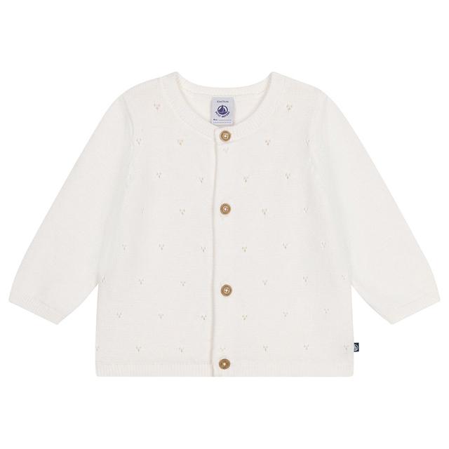 Petit Bateau - Baby's Openwork Knitted Cotton Cardigan - White