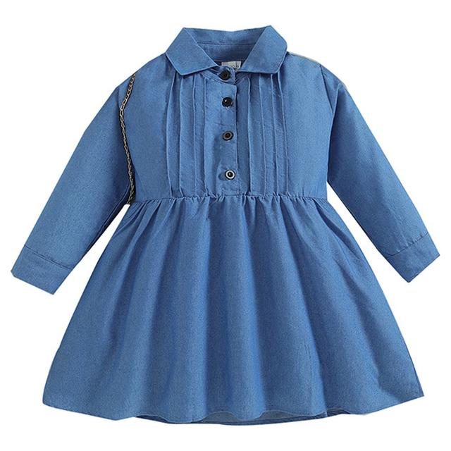 Sugar Rush - Solid Classic Full Sleeves Fashion Dress - Blue