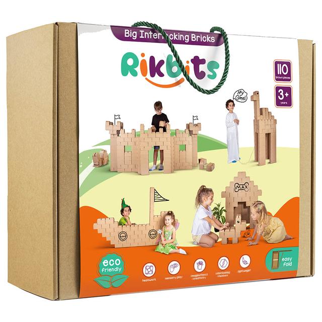 Rikbits - Big Interlocking Building Blocks Kit - 110pcs - Brown