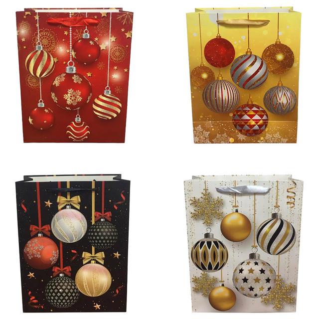 Brain Giggles - Bauble Printed Christmas Gift Bag - 12pcs - 25x32x11 Cm