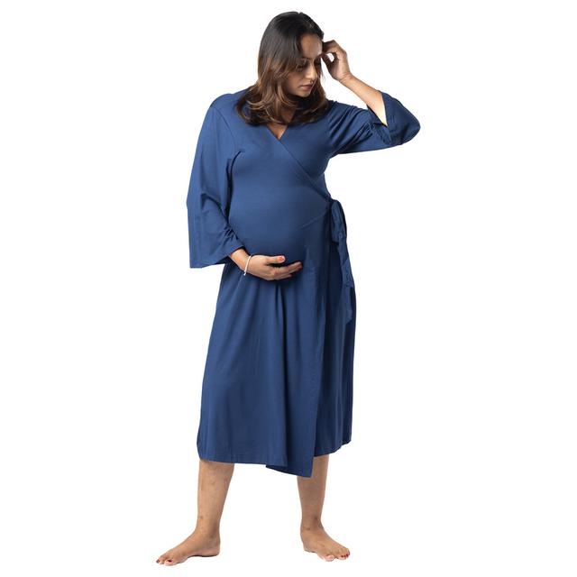 Block Hop - Maternity Wrap Gown - Blue