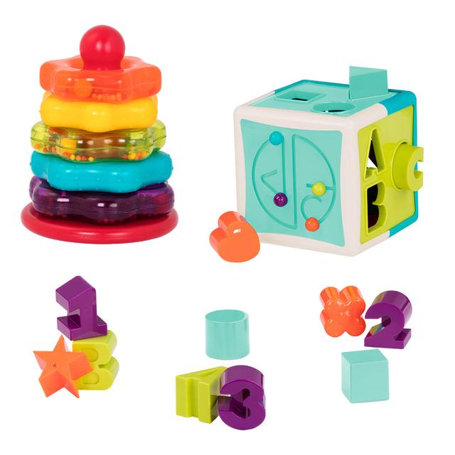 Battat - Shape Sorter And Stacking Rings Combo Set