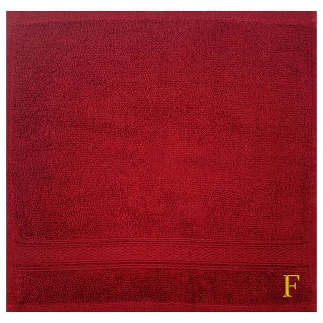 Byft - Letter F Monogrammed Face Towel - 30 x 30 cm - 6pcs - Burgundy