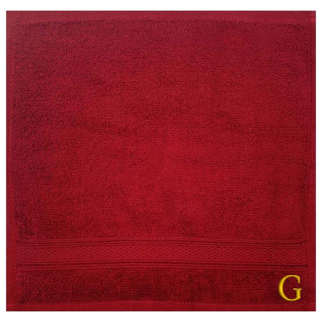 Byft - Letter G Monogrammed Face Towel - 30 x 30 cm - 6pcs - Burgundy