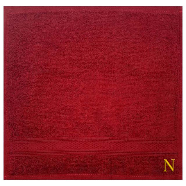 Byft - Letter N Monogrammed Face Towel - 30 x 30 cm - 6pcs - Burgundy