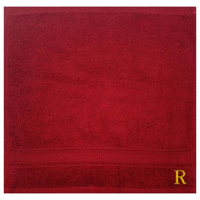 Byft - Letter R Monogrammed Face Towel - 30 x 30 cm - 6pcs - Burgundy