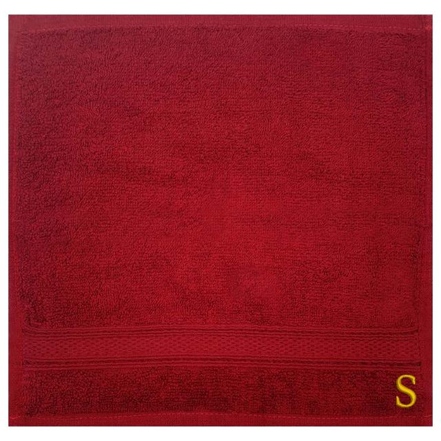 Byft - Letter S Monogrammed Face Towel - 30 x 30 cm - 6pcs - Burgundy