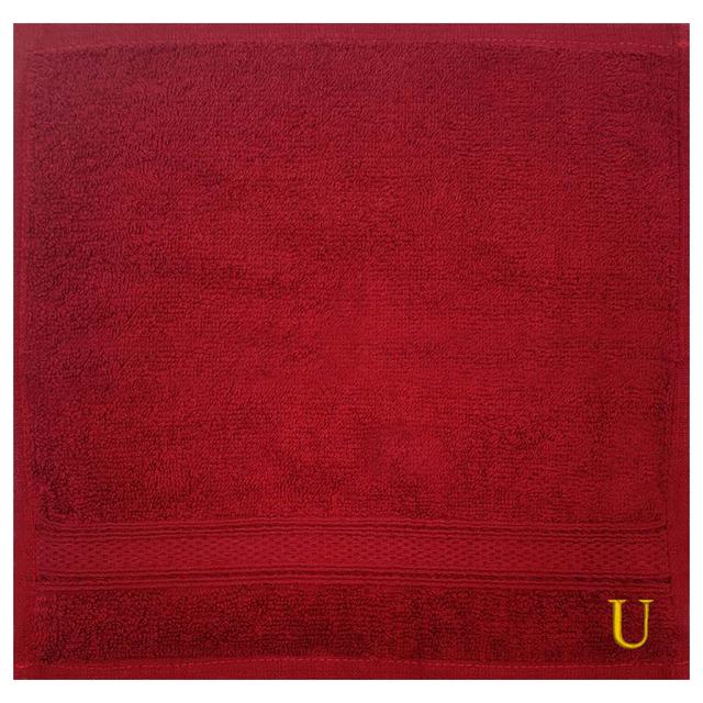 Byft - Letter U Monogrammed Face Towel - 30 x 30 cm - 6pcs - Burgundy