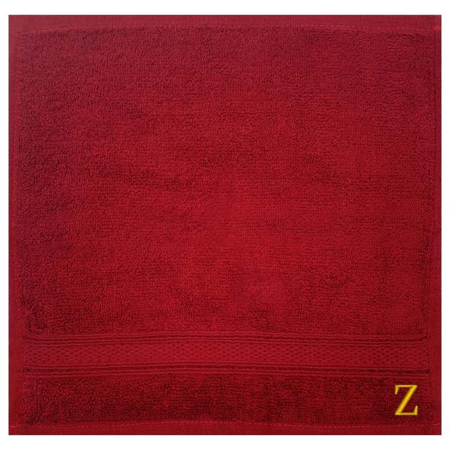 Byft - Letter Z Monogrammed Face Towel - 30 x 30 cm - 6pcs - Burgundy