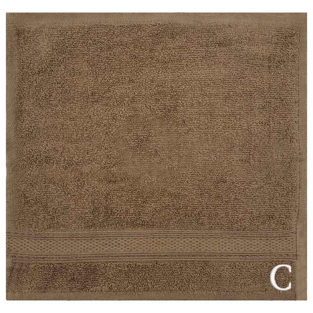 Byft - Letter C Monogrammed Face Towel - 30 x 30 cm - 6pcs - Dark Beige