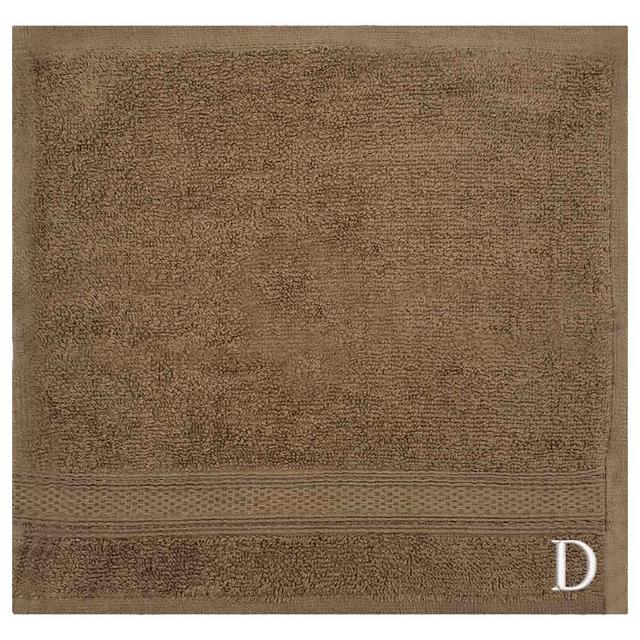 Byft - Letter D Monogrammed Face Towel - 30 x 30 cm - 6pcs - Dark Beige