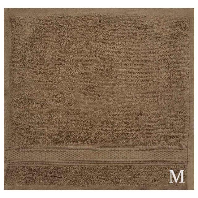 Byft - Letter M Monogrammed Face Towel - 30 x 30 cm - 6pcs - Dark Beige