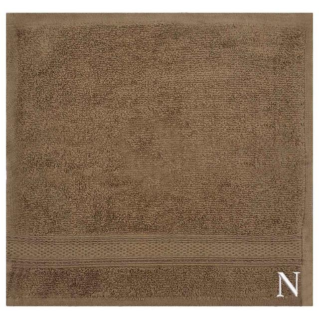 Byft - Letter N Monogrammed Face Towel - 30 x 30 cm - 6pcs - Dark Beige