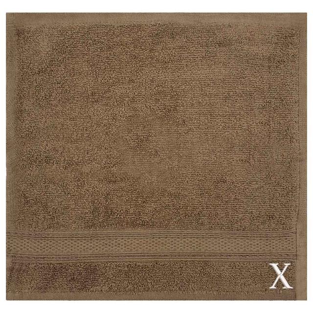 Byft - Letter x Monogrammed Face Towel - 30 x 30 cm - 6pcs - Dark Beige