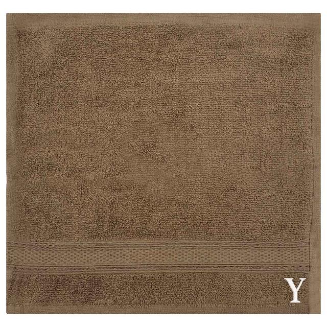 Byft - Letter Y Monogrammed Face Towel - 30 x 30 cm - 6pcs - Dark Beige