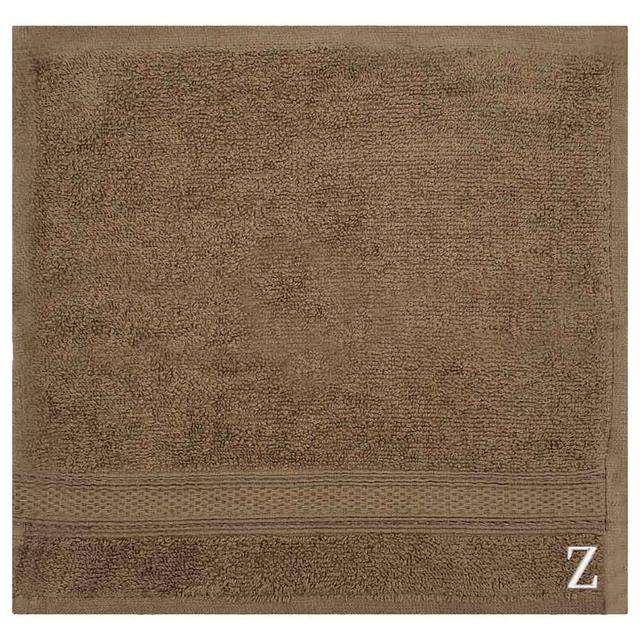 Byft - Letter Z Monogrammed Face Towel - 30 x 30 cm - 6pcs - Dark Beige