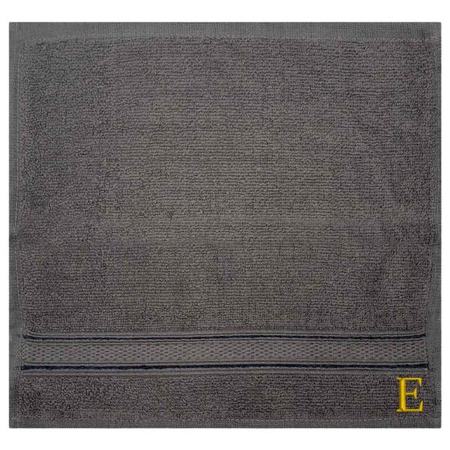 Byft - Letter E Monogrammed Face Towel - 30 x 30 cm - 6pcs - Dark Grey