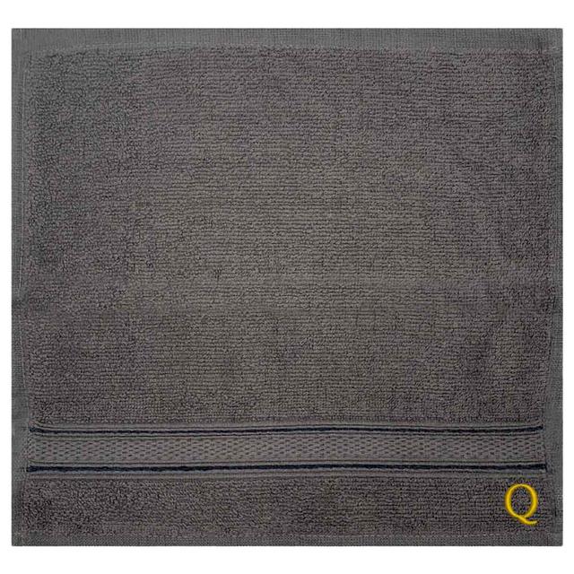 Byft - Letter Q Monogrammed Face Towel - 30 x 30 cm - 6pcs - Dark Grey