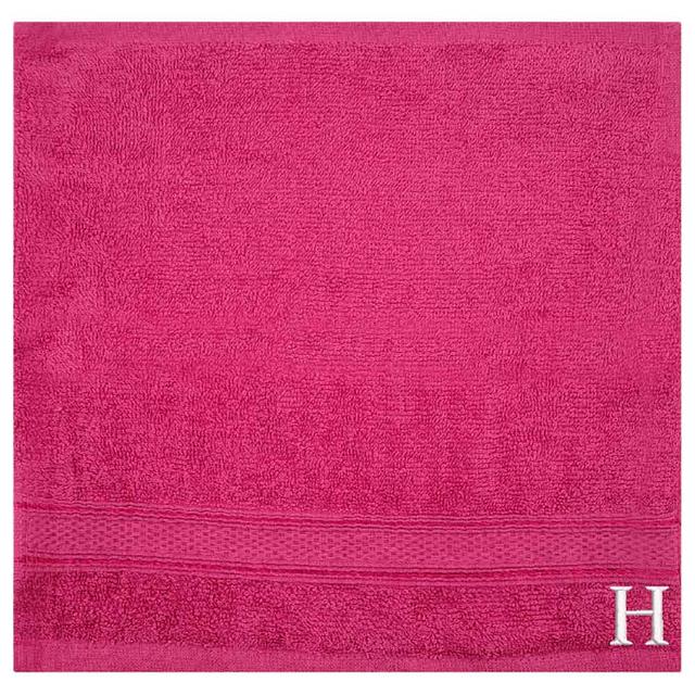 Byft - Letter H Monogrammed Face Towel - 30 x 30 cm - 6pcs - Fuchsia Pink