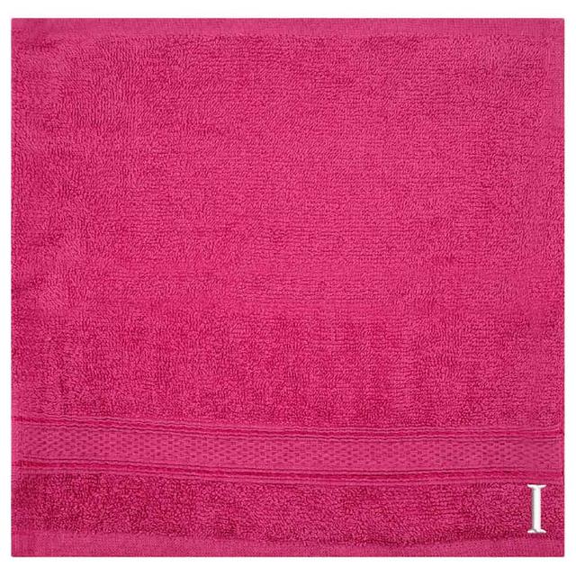 Byft - Letter I Monogrammed Face Towel - 30 x 30 cm - 6pcs - Fuchsia Pink