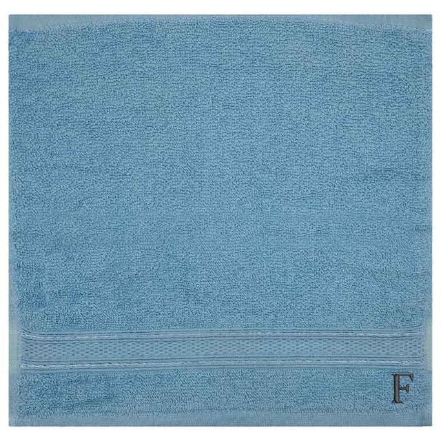 Byft - Letter F Monogrammed Face Towel - 30 x 30 cm - 6pcs - Light Blue