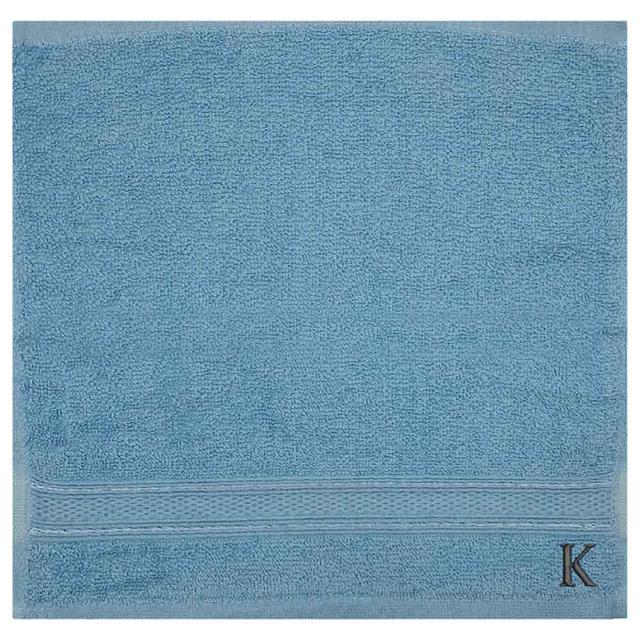 Byft - Letter K Monogrammed Face Towel - 30 x 30 cm - 6pcs - Light Blue