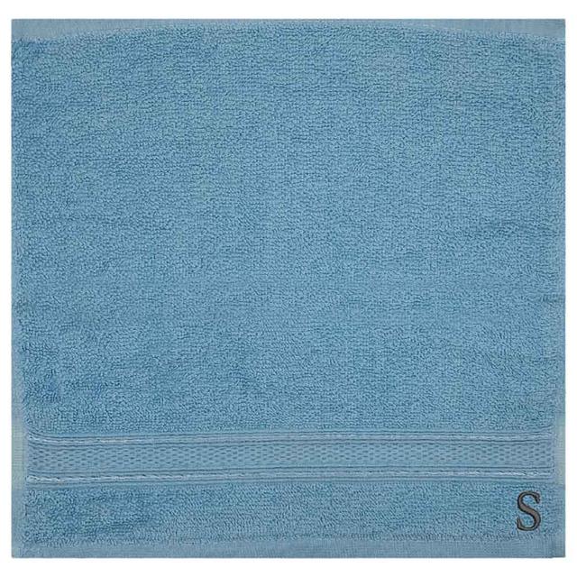 Byft - Letter S Monogrammed Face Towel - 30 x 30 cm - 6pcs - Light Blue