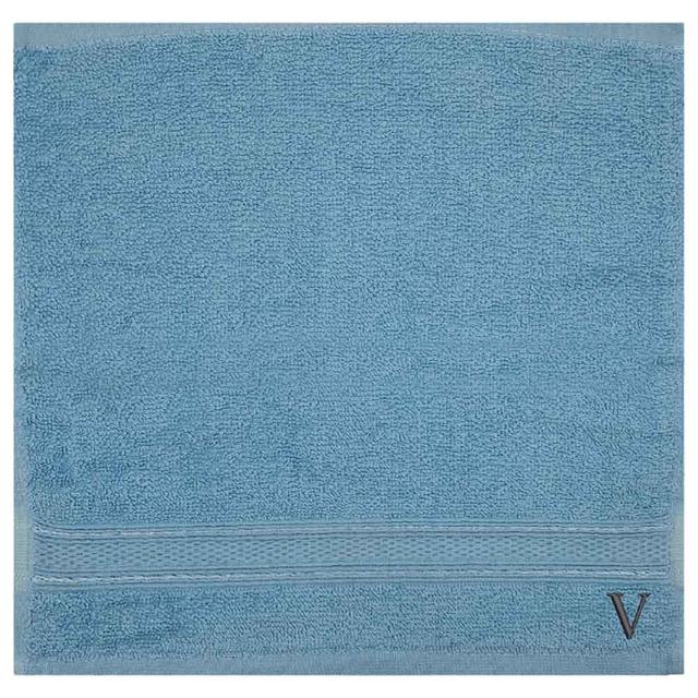 Byft - Letter V Monogrammed Face Towel - 30 x 30 cm - 6pcs - Light Blue