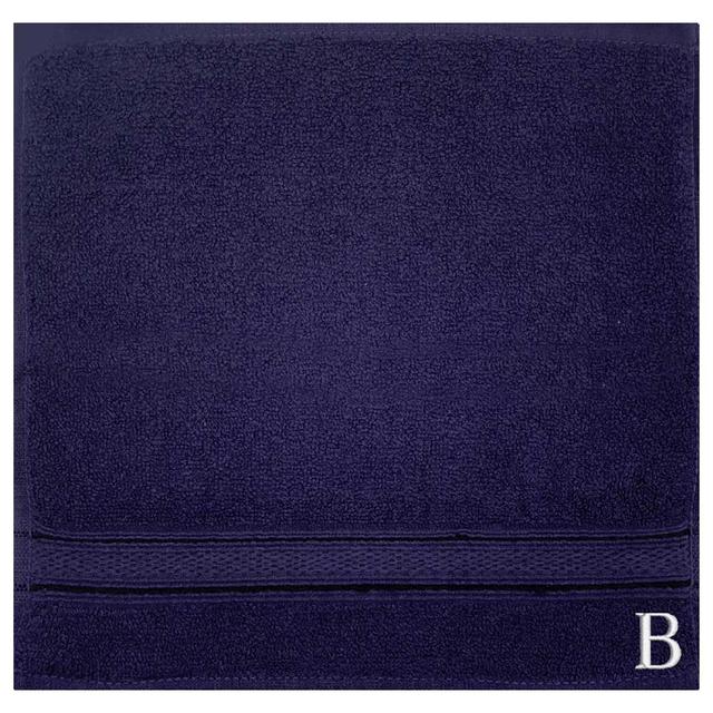 Byft - Letter B Monogrammed Face Towel - 30 x 30 cm - 6pcs - Navy Blue