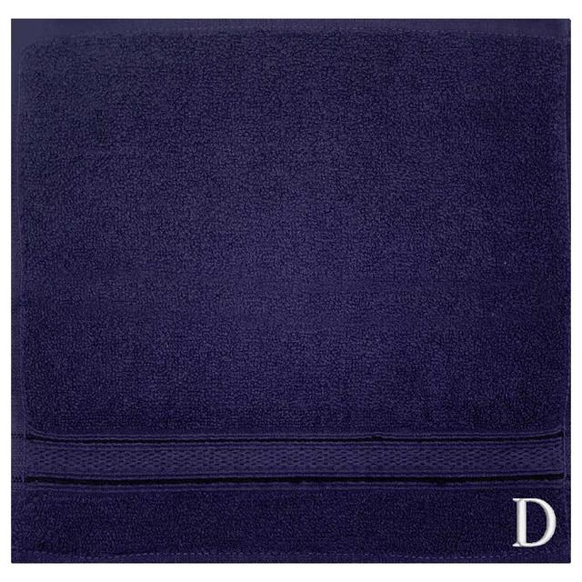 Byft - Letter D Monogrammed Face Towel - 30 x 30 cm - 6pcs - Navy Blue