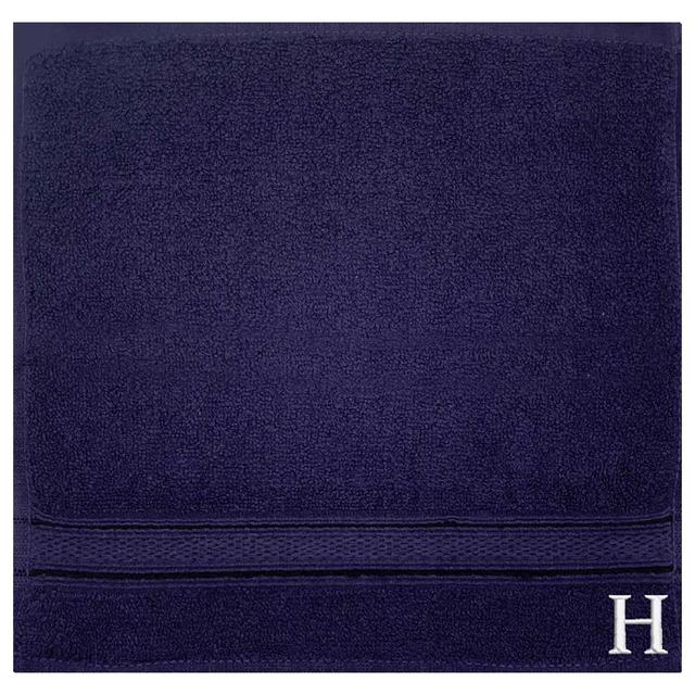 Byft - Letter H Monogrammed Face Towel - 30 x 30 cm - 6pcs - Navy Blue