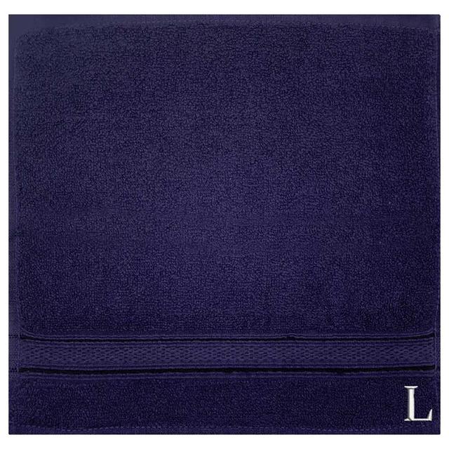 Byft - Letter L Monogrammed Face Towel - 30 x 30 cm - 6pcs - Navy Blue